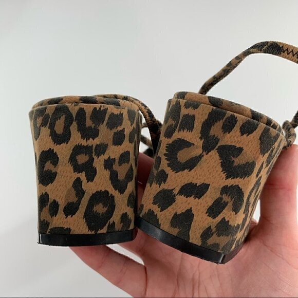 Stuart Madeline heels 9 Award brown cheetah print slingback minimalist Y2k party - Picture 9 of 12